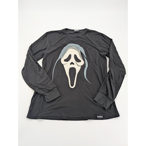 Scream Ghost Face T-Shirt Adult M Fun World Scary Horror‎ Black Long Sleeve Top - Picture 1 of 8